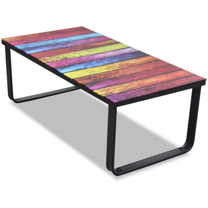foto del prodotto tavolino da salotto sala da pranzo design vetro musica multicolor 90 x 45 cm