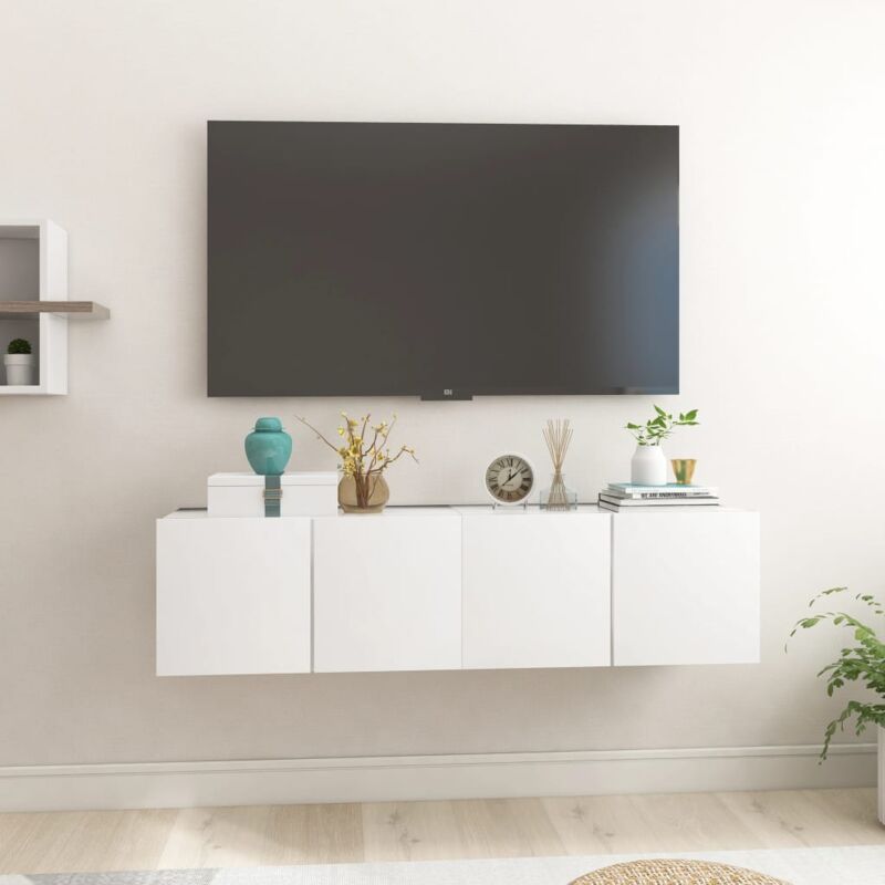 foto del prodotto 2 pz mobili porta tv sospesi, mobile da soggiorno, armadietti a per tv bianco 60x30x30cm kos50935 bonnevie
