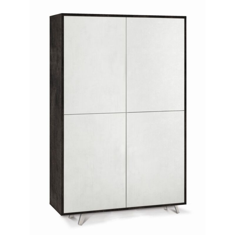 foto del prodotto armadio ripiani madia nero bianco mobile 4 ante soggiorno credenza salotto