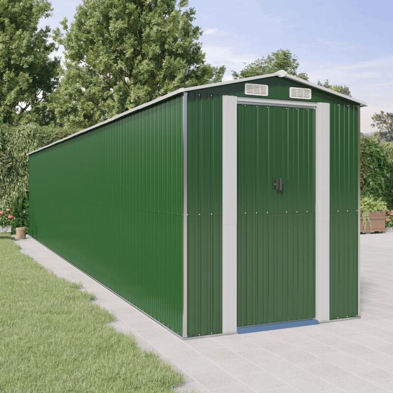 foto del prodotto vidaxl capanno da giardino verde 192x1021x223 cm acciaio zincato