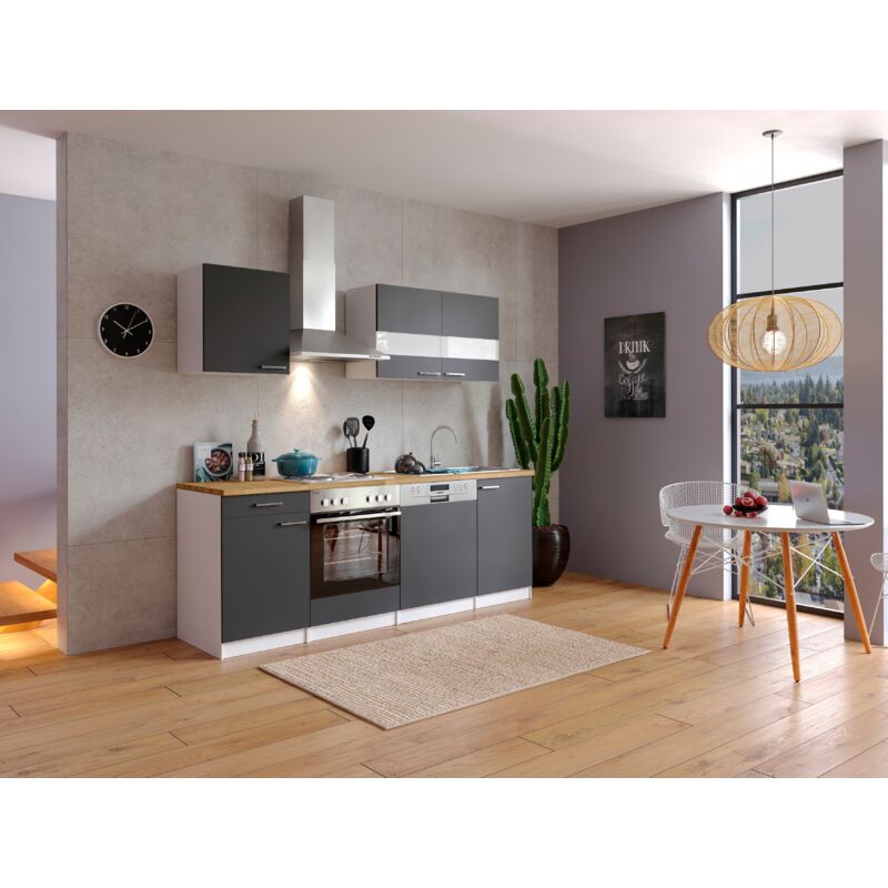 foto del prodotto cucina blocco cucina blocco cucina cucina componibile bianco grigio malia 220 cm respecta
