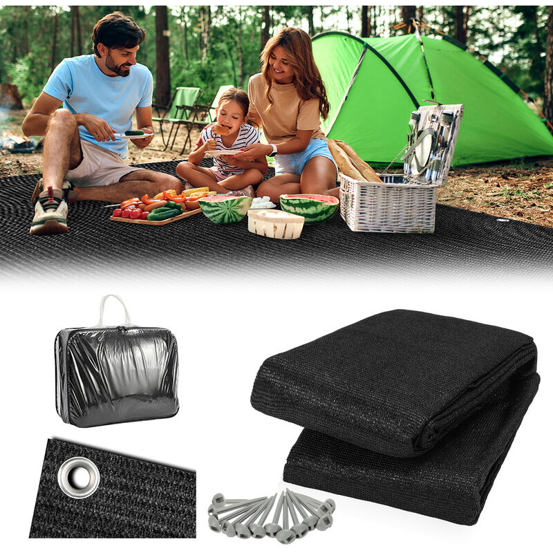 foto del prodotto vingo tappetino per tenda tenda impermeabile da campeggio telo per tenda all aperto telo da picnic coperta caravan ,nero, 200x213cm
