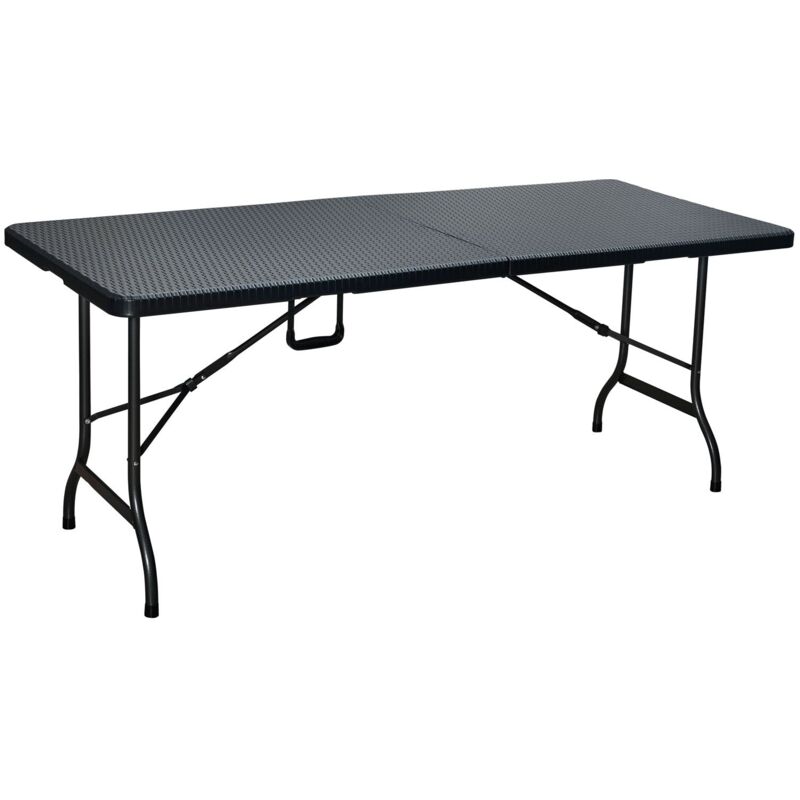 foto del prodotto tavolo pieghevole rettangolare 180x75xh72 cm camping polyrattan levante black