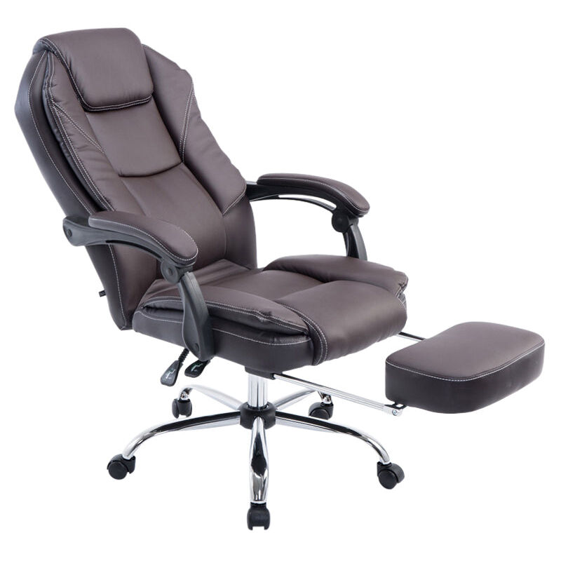 foto del prodotto sedia da ufficio ergonomica sintetica marrone con poggiapiedi e braccioli bur10379