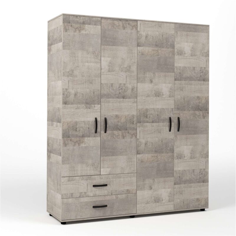 foto del prodotto kit armadio 4 ante 2 cassetti 160x52x205 cm rovere plat.k355
