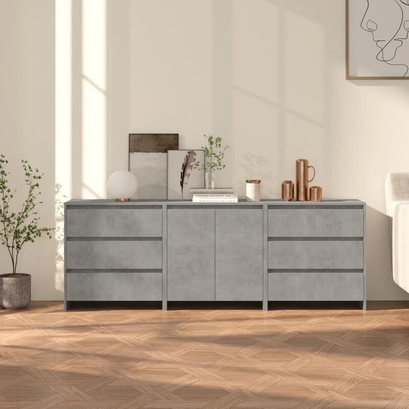 foto del prodotto prolenta premium furniture limited credenze 3 pz grigio cemento in legno