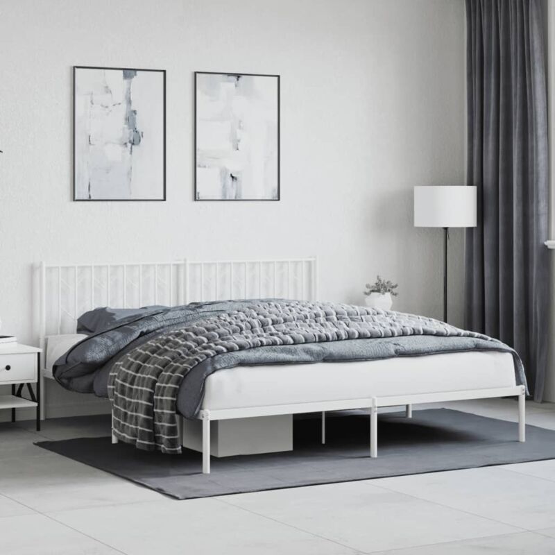 foto del prodotto vidaxl giroletto con testiera metallo bianco 180x200 cm