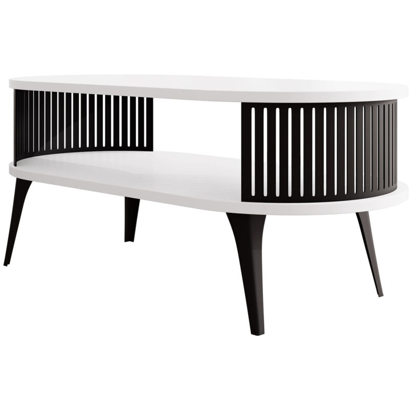 foto del prodotto tavolino da caff sordore 105, nero bianco, 44x50x100cm, diametro 0, truciolare laminato, ovale