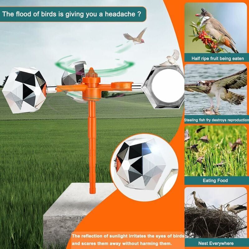 foto del prodotto spaventapasseri, repellente per uccelli repellente per uccelli riflettente 288 superfici riflettenti adatto per giardino, fattoria, frutteto o