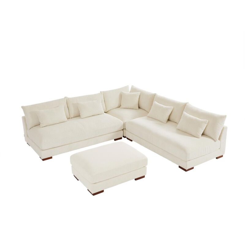 immagine 0 del prodotto divano angolare reversibile e pouf in velluto a coste beige sperone di pascal morabito