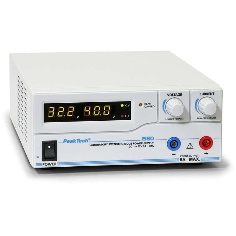 immagine 0 del prodotto peaktech 1580 alimentatore da laboratorio dc 1 32v 0 30a con usb, generatore dc, display a led, 3