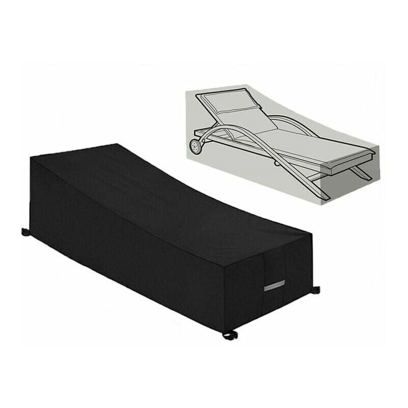 foto del prodotto copertura protettiva, impermeabile, antivento, anti uv, tessuto oxford 210d, per lettino prendisole, sedia a sdraio 210x75x40 80 cm nero