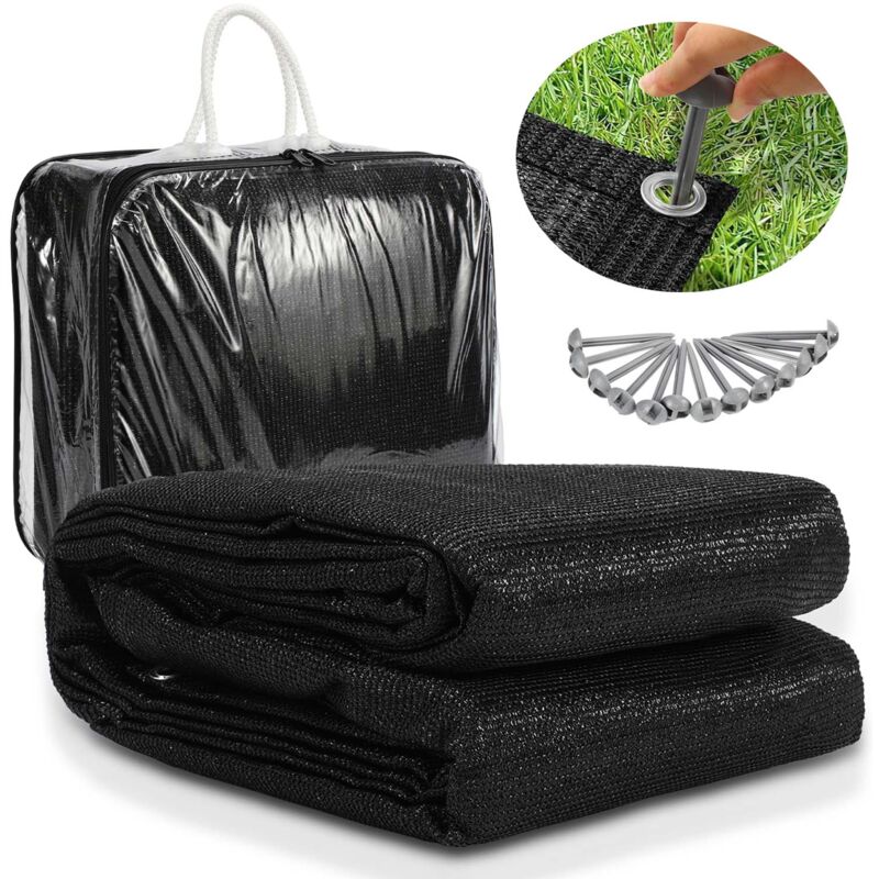 foto del prodotto hengda tappetino impermeabile per tenda da campeggio telo tenda all aperto coperta da picnic caravan 250x250cm,nero