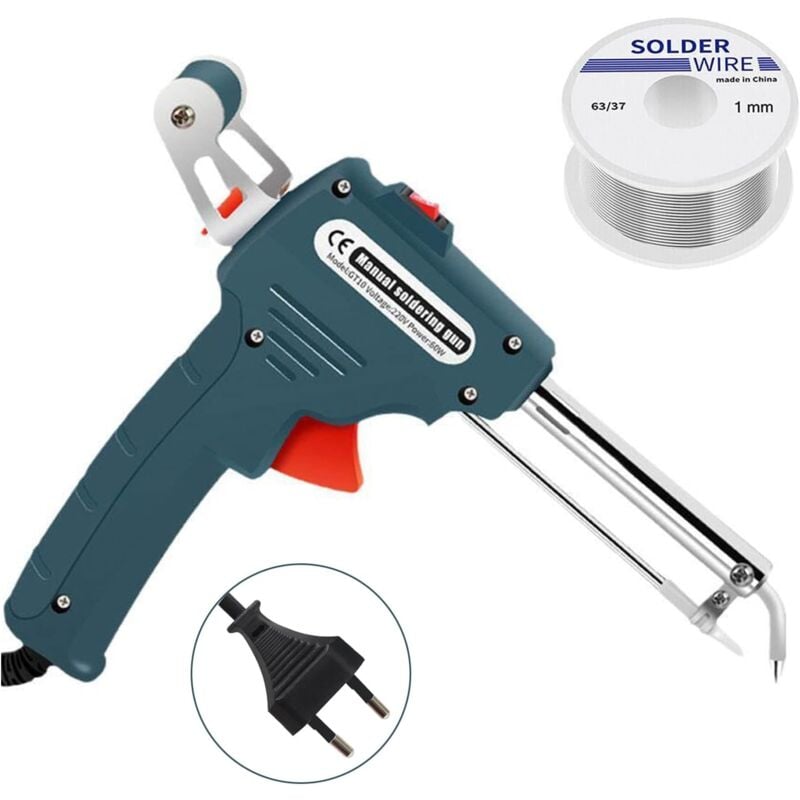 foto del prodotto kit saldatore elettronico automatico da 60 w, pistola saldante con filo di saldatura per elettronica, riparazione auto, fai da te