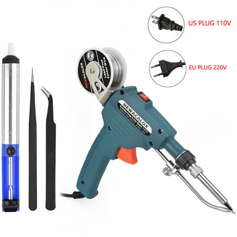 foto del prodotto kit di saldatura elettrica per saldatore, pistola per saldatura da 60 w, strumento di saldatura a una mano, filo di saldatura e pompa dissaldante per