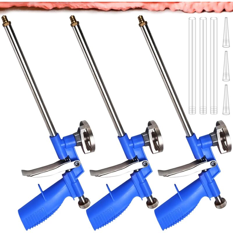 foto del prodotto pistola per schiuma da costruzione, confezione da 3, per uso domestico e in ufficio, pistola per schiuma professionale blu 