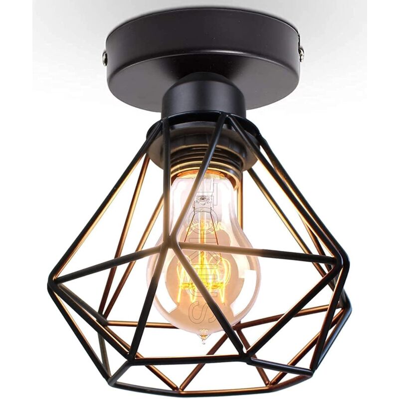 foto del prodotto lampadario industriale vintage e27, lampadario retr , design a gabbia in metallo, 160 mm, illuminazione da soffitto per soggiorno, cucina, camera da