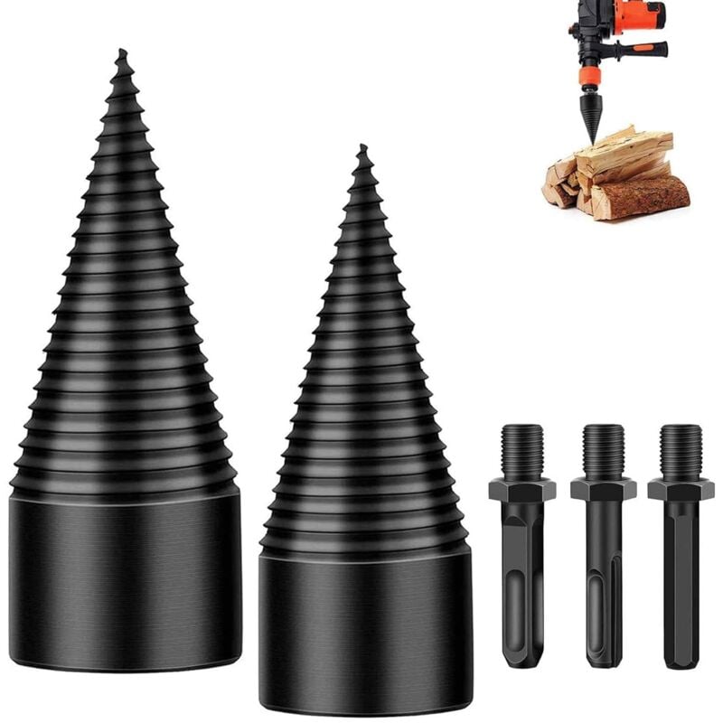 foto del prodotto spaccalegna, spaccalegna, punta conica da 32 mm 42 mm, utensile per il taglio del legno con attacco esagonale, attacco quadrato, attacco rotondo