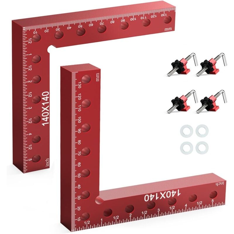 foto del prodotto morsetto ad angolo retto, 2 pezzi morsa da banco a l a 90 gradi per lavorazione del legno, morsetti angolari da 14 x 14 cm per il fissaggio rapido di