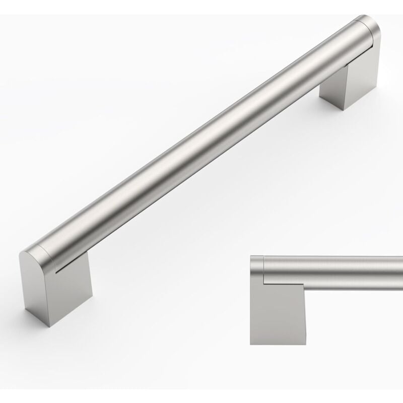 foto del prodotto 10 pezzi maniglie per mobili da cucina in acciaio inox nichel spazzolato, 160 mm di distanza tra i centri per ante di mobili da cucina, maniglie per