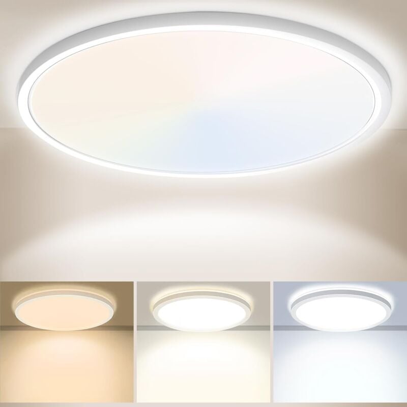 foto del prodotto plafoniera led da 30 cm, 24 w, 3200 lm, 6000 k, 4000 k, 3000 k, ip54, impermeabile, per bagno, plafoniera rotonda, plafoniera moderna per camera da