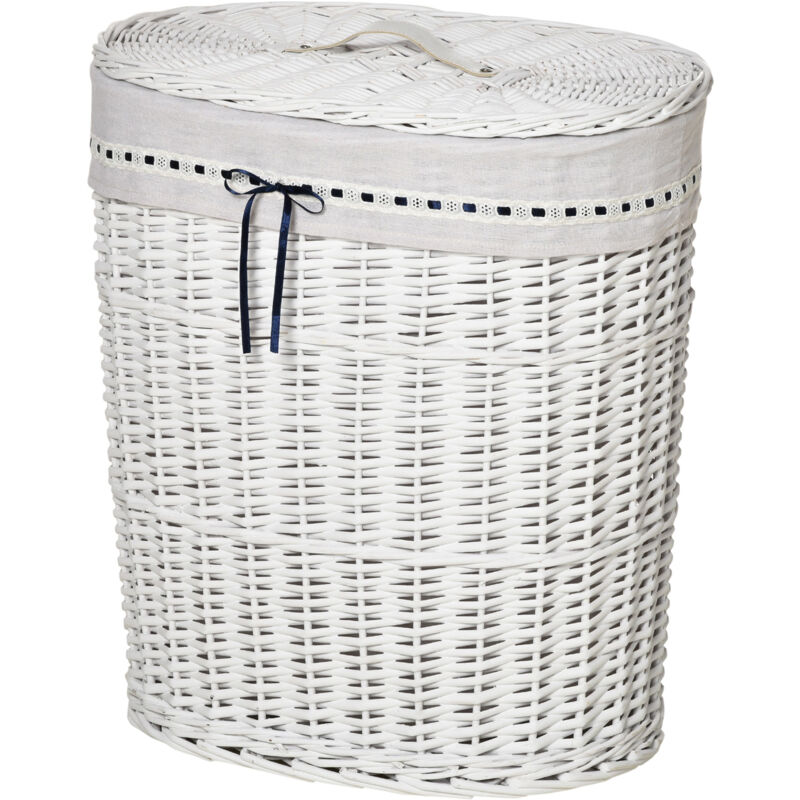 immagine 0 del prodotto homcom cesto portabiancheria con coperchio in vimini bianco max. 15kg