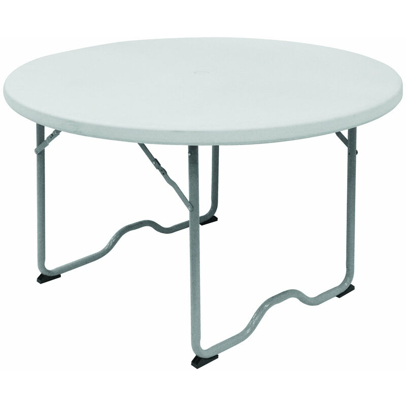 foto del prodotto tavolo resina e acciaio pieghevole tondo 115xh73 cm camping round