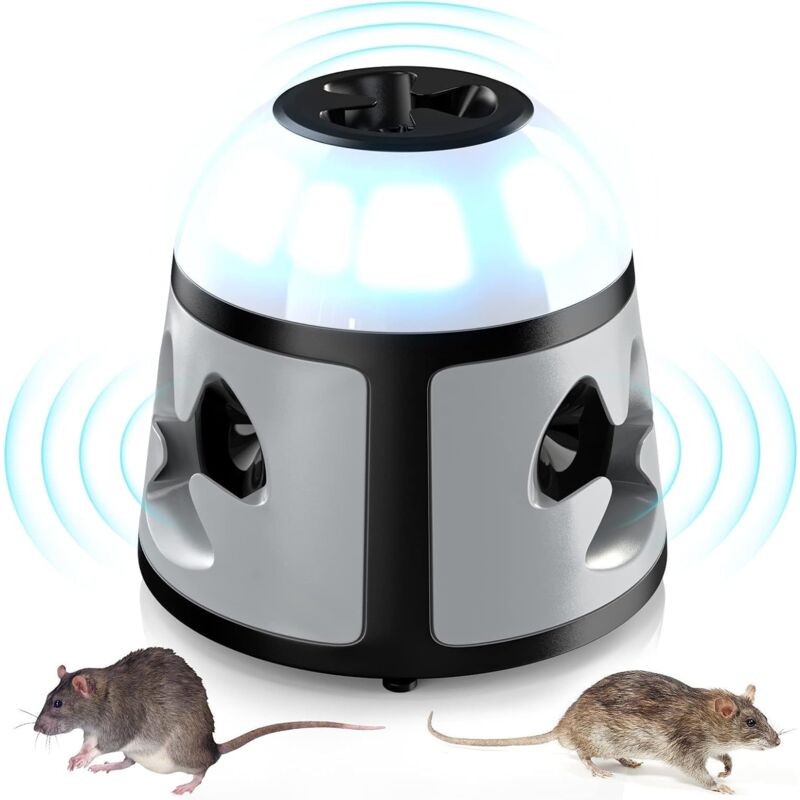 foto del prodotto repellente per topi e ratti a ultrasuoni professionale da 2 pezzi, 360 , dispositivo per topi a ultrasuoni, repellente per roditori a ultrasuoni per