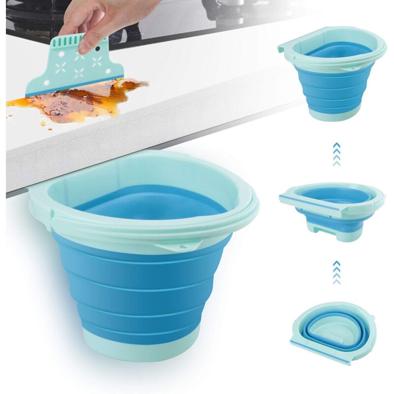 foto del prodotto elegante pattumiera pieghevole da cucina, da montare sulla porta, da montare a parete, per auto, casa e ufficio, 11 l blu 