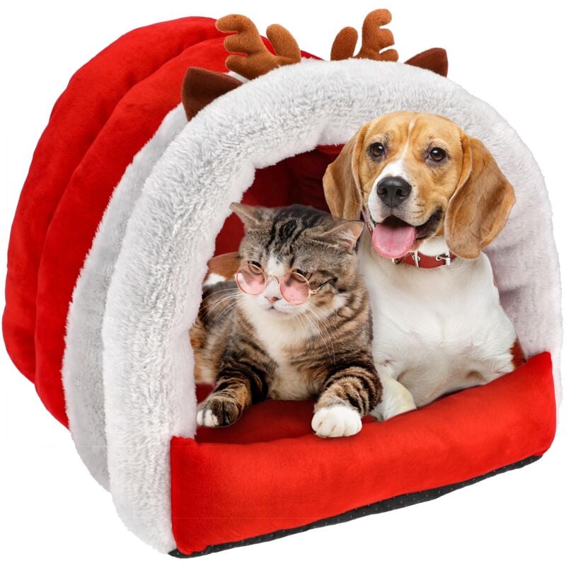 foto del prodotto lettino natalizio per animali gatto cane morbido cuscino babbo natale fluffy