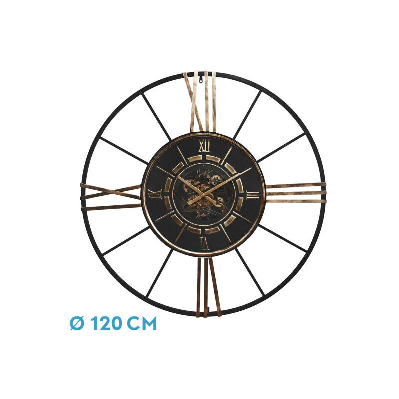 foto del prodotto fabrilamp orologio da parete de ca ete oro nero 120x120x8 cm ingranaggi con movimento