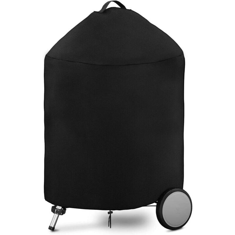 foto del prodotto copertura impermeabile per barbecue rotonda da esterno, tessuto oxford 420d, antivento, anti uv, con manici 77x80 cm nero