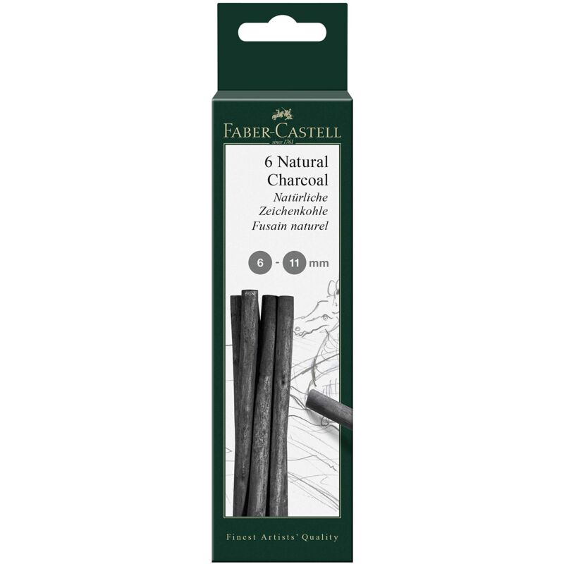 foto del prodotto faber castell 129398 carboncino da disegno pitt natural, 6 pezzi, 6 11 mm