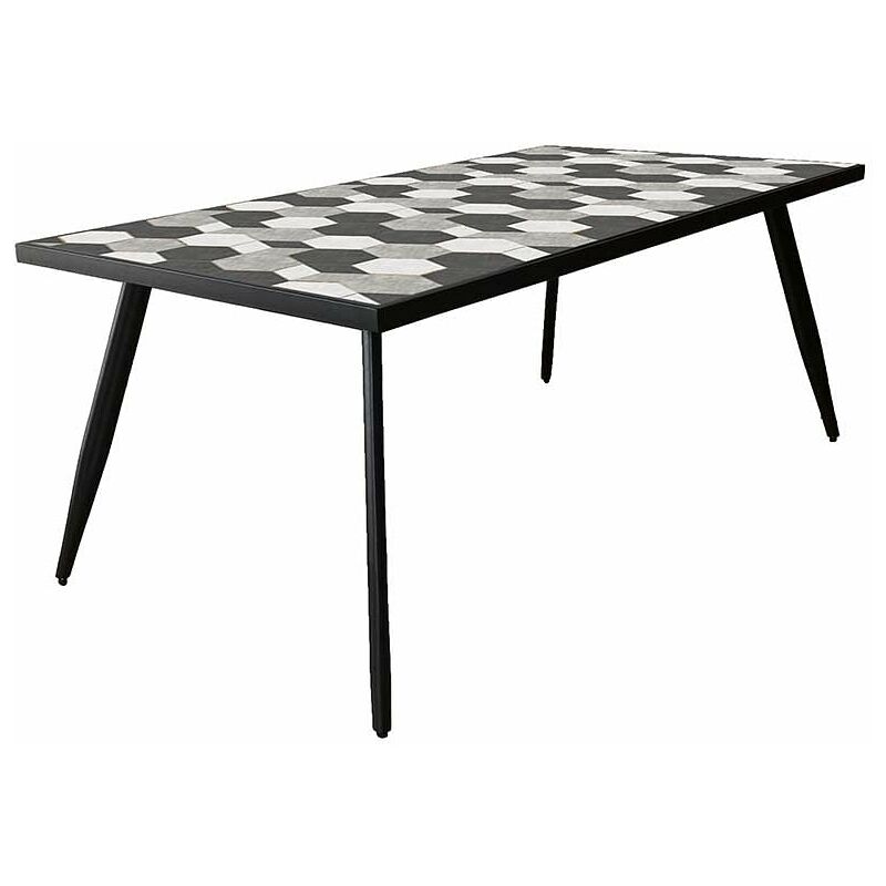 foto del prodotto tavolo cosmo da giardino in acciaio con piano in ceramica decorato grigio scuro