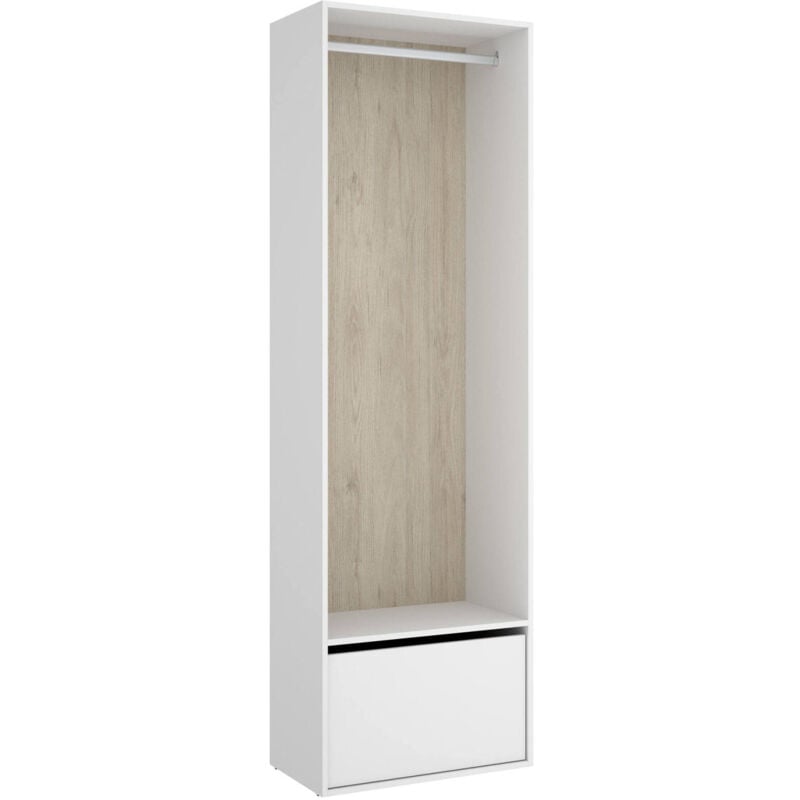 foto del prodotto guardaroba grande islamabad, mobile camera da letto, cabina armadio portabiti, armadio appendiabiti, 60x45 h205 cm, bianco e rovere dmora