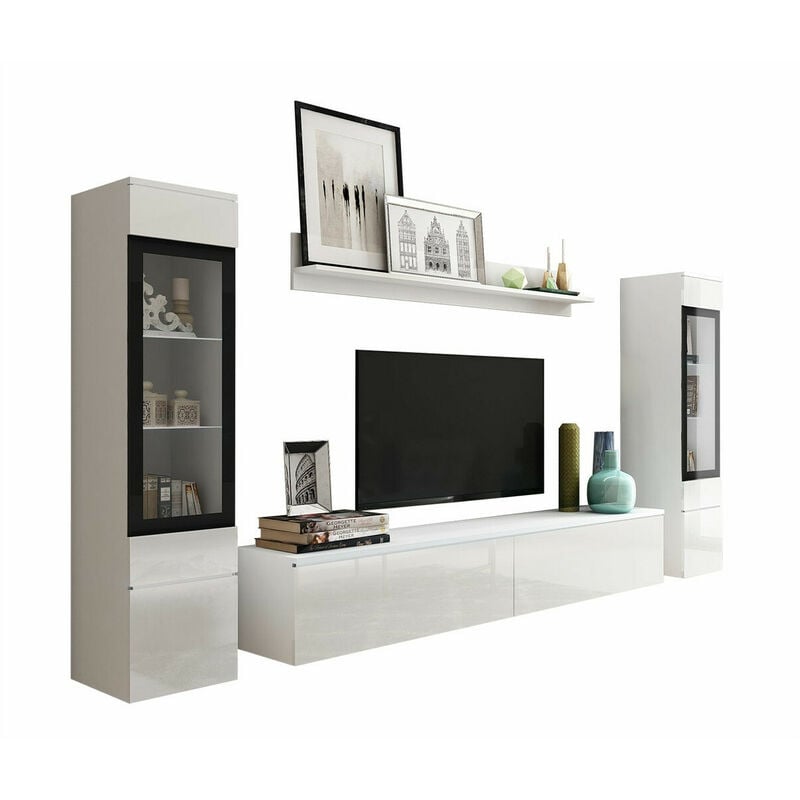 foto del prodotto mobilier1 set mobili soggiorno sarasota 126, bianco bianco lucido