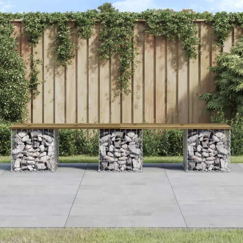 foto del prodotto vidaxl panca da giardino design gabbione 203x44x42 cm pino impregnato