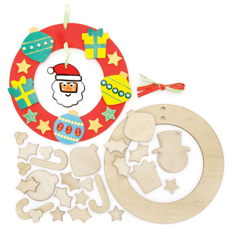 foto del prodotto baker ross fe909 kit ghirlanda natalizia di legno confezione da 2, crea le tue decorazioni natalizie, lavoretti natalizi per bambini da decorare e