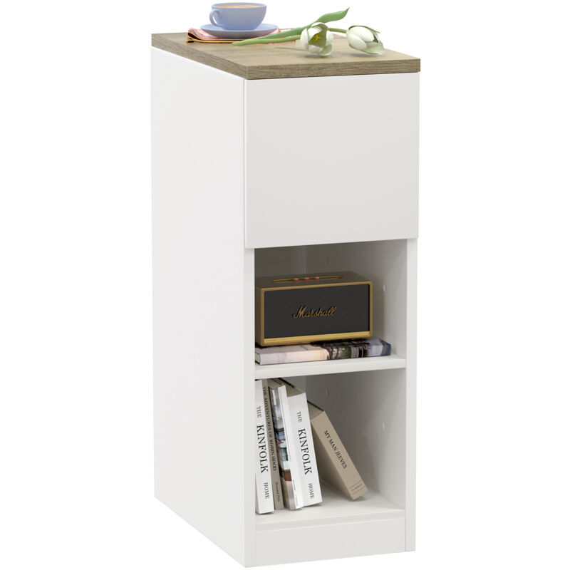 foto del prodotto haloyo tavolino moderno, tavolino da divano, tavolino da caff , per soggiorno, camera da letto, marrone, 45x25x70cm, bianco