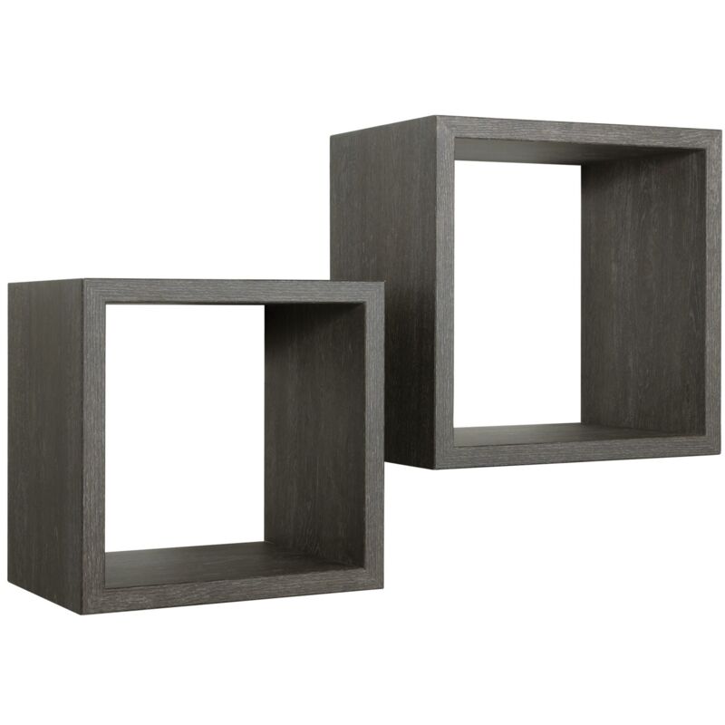 foto del prodotto mensola cubo 2 pz scaffale parete rovere scuro salotto camera soggiorno moderno q bis maxi