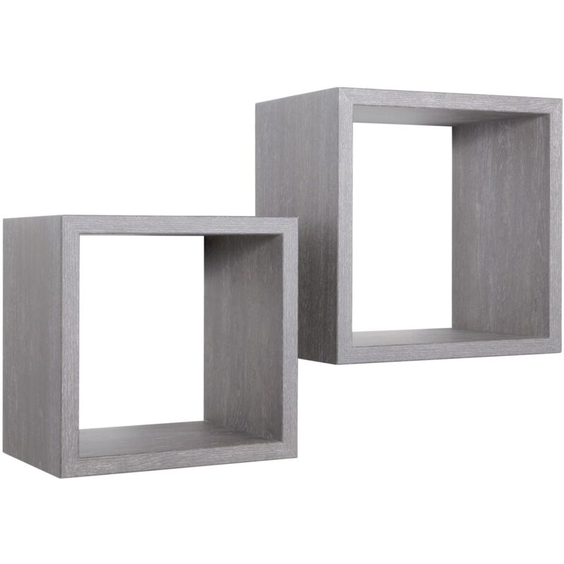 foto del prodotto mensola cubo 2 pz scaffale parete rovere grigio salotto camera soggiorno moderno q bis maxi