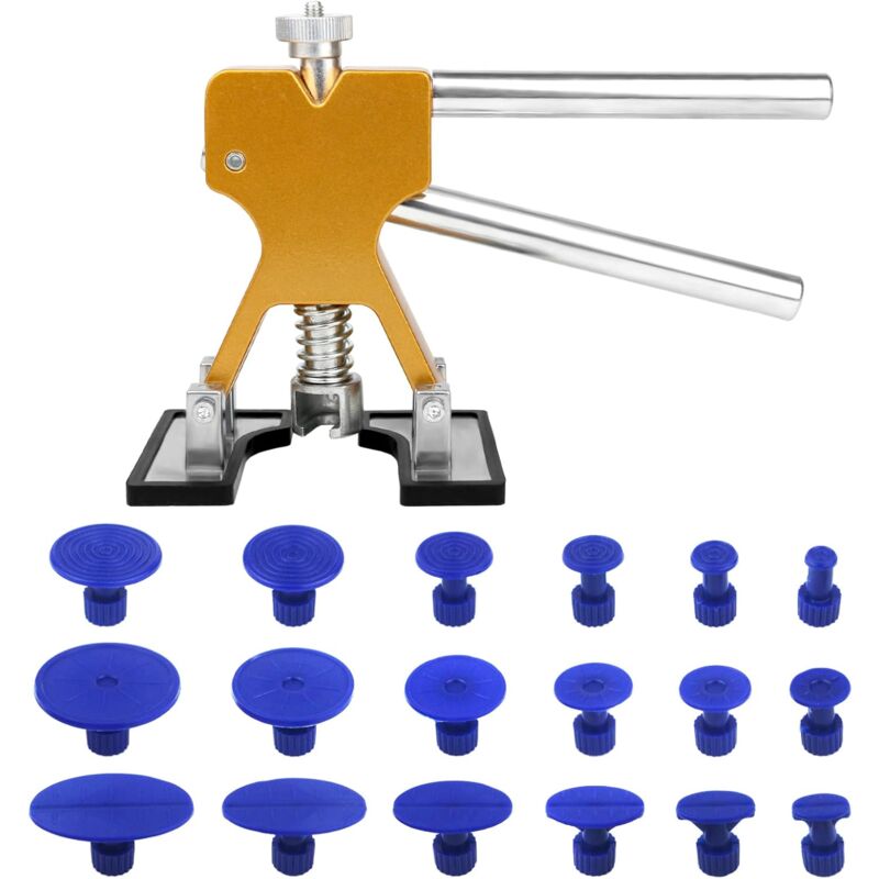 foto del prodotto sollbry kit di riparazione ammaccature senza verniciatura, strumento per la rimozione di ammaccature dalla carrozzeria con 18 ventose blu per auto,