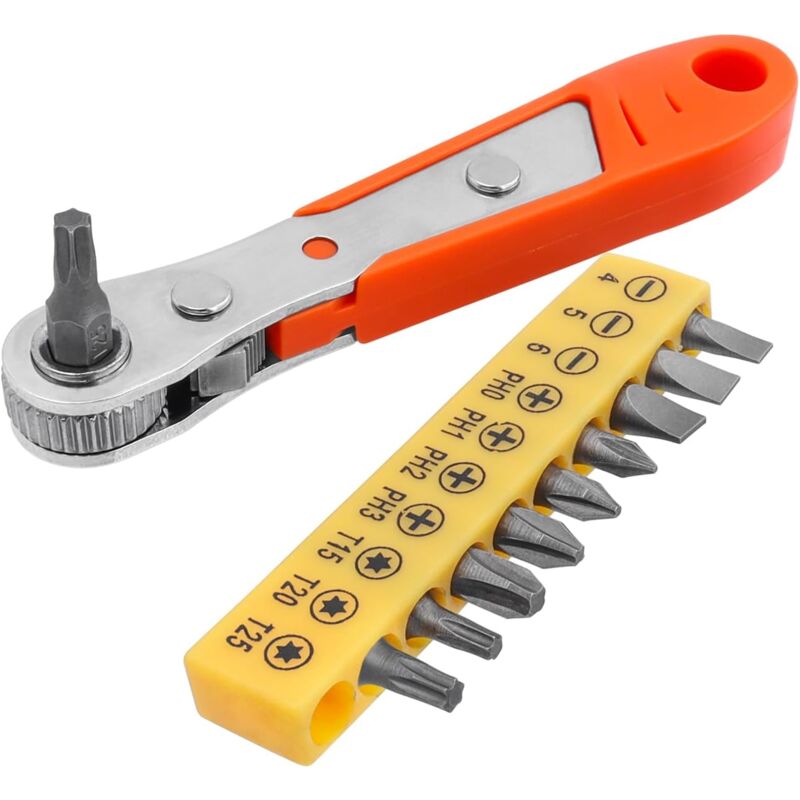 immagine 0 del prodotto sollbry mini chiavi a cricchetto, mini cacciavite a cricchetto reversibile offset, cacciavite dinamometrico con attacco da 1 4 e 10 punte per