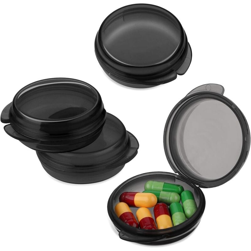 foto del prodotto sollbry confezione da 6 piccoli portapillole portatili per tasca, borsa, mini portapillole da viaggio, organizer da viaggio per pillole, tappi per le