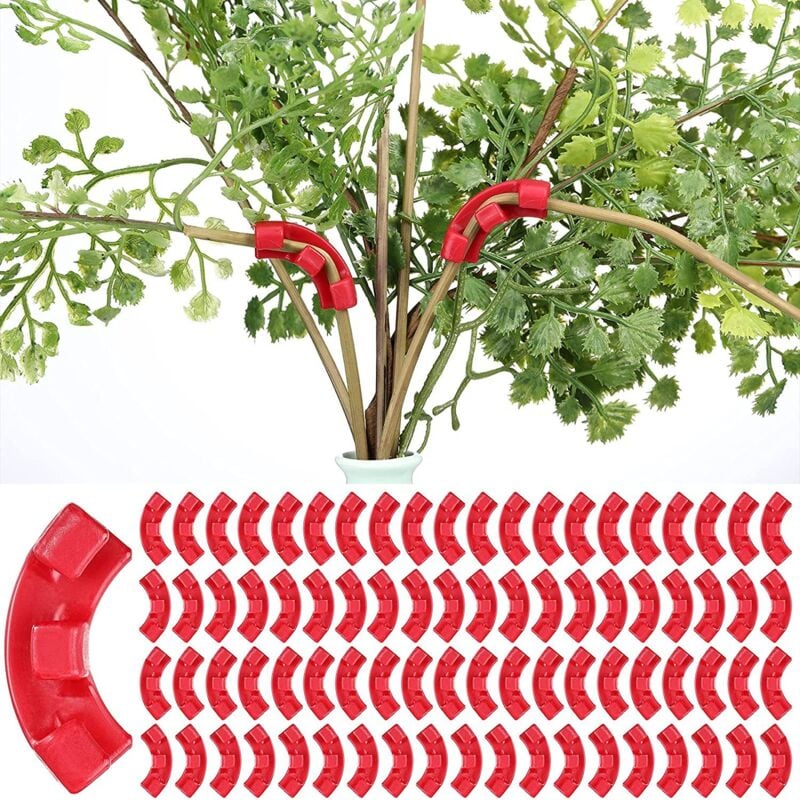 foto del prodotto sollbry 60 pezzi plant bender, plant bender e plant bender, plant bender clips, plant training clips per steli e gemme rosso 