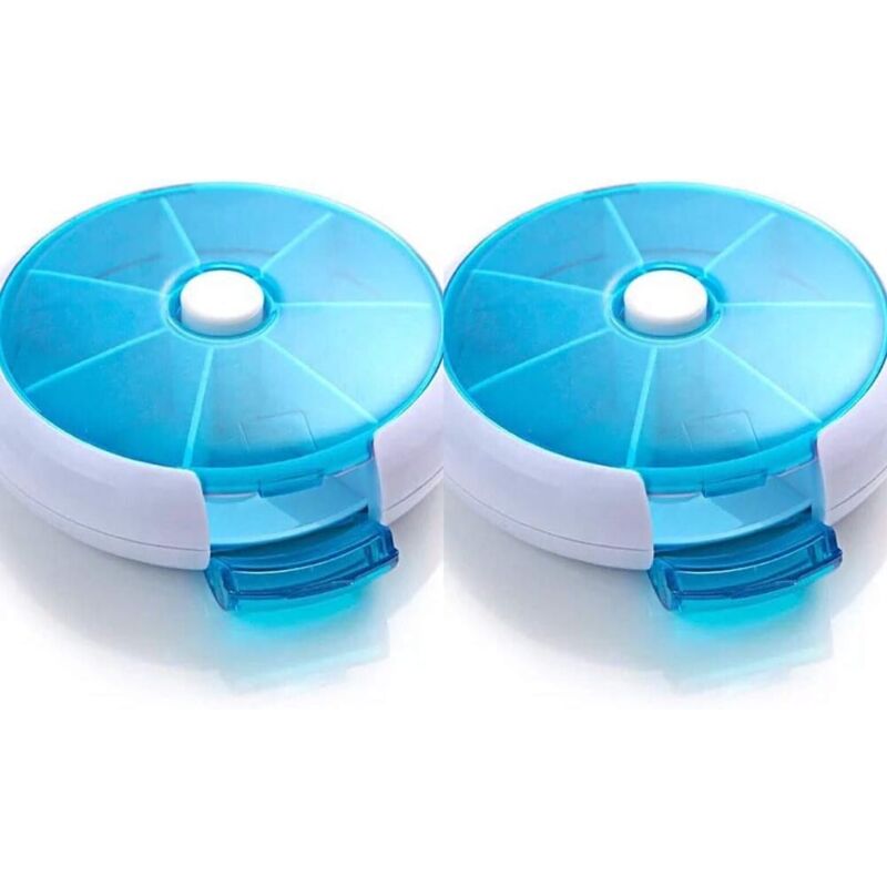 immagine 0 del prodotto sollbry set di 2 portapillole con 7 scomparti rotondi e un vassoio settimanale, blu