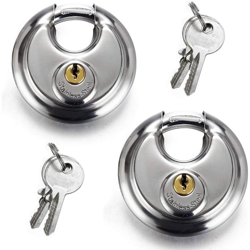 immagine 0 del prodotto sollbry lucchetto a disco rotondo in acciaio inossidabile da 70 mm, resistente, antiruggine, per cassetta degli attrezzi, con catena antifurto per