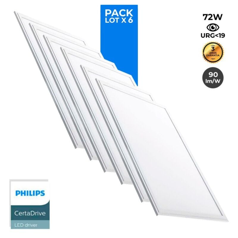 foto del prodotto lotto 6 pannello led slim 120x60cm driver philips 72w ugr19 bianco freddo