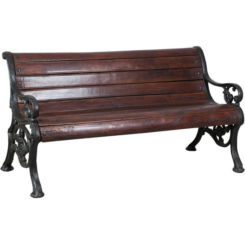 foto del prodotto panchina da esterno 145x65x77 panchina in ghisa e legno panchina da giardino e ingresso panca braccioli stile rustico divanetto