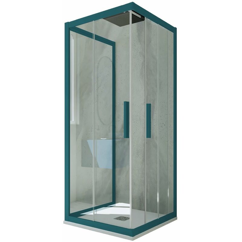 foto del prodotto box doccia scorrevole 3 lati 70x100x70 cm verde night watch kolors trio